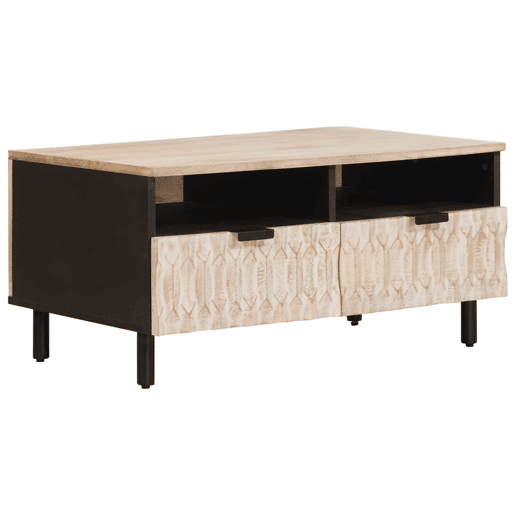 Mesa de Centro, Mesa baixa, Branco 80 x 54 x 40 cm Madeira de manga maciça