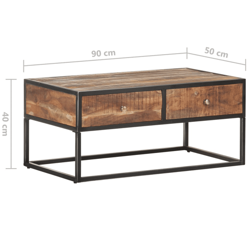 Mesa de Centro, Mesa baixa, 90x50x40 cm madeira de acácia áspera Mesa de Centro, Mesa baixa, 90x50x40 cm madeira de acácia áspera
