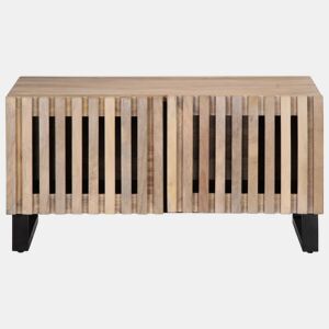 Mesa de Centro, Mesa baixa, 80x51x40 cm madeira de mangueira maciça branco