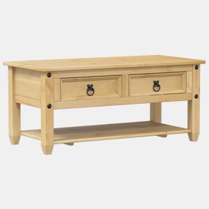 Mesa de Centro, Mesa baixa, com gavetas Corona 100x48x45 cm pinho maciço