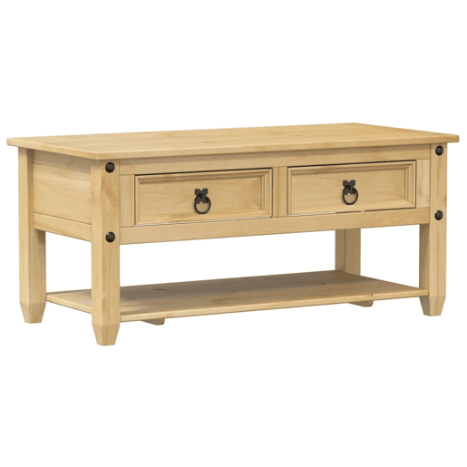 Mesa de Centro, Mesa baixa, com gavetas Corona 100x48x45 cm pinho maciço