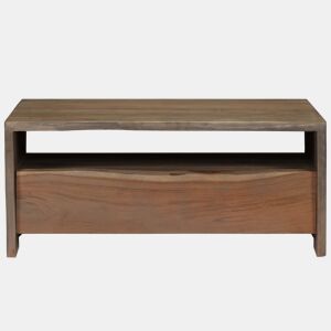 Mesa de Centro, Mesa baixa, acácia maciça arestas vivas 90x50x40 cm cinzento