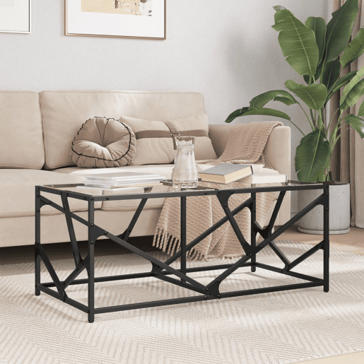 Mesa de Centro, Mesa baixa, c topo em vidro transparente 98,5x50x41 cm aço Mesa de Centro, Mesa baixa, c topo em vidro transparente 98,5x50x41 cm aço