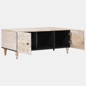 Mesa de Centro, Mesa baixa, Branco 100 x 54 x 40 cm Madeira de manga maciça
