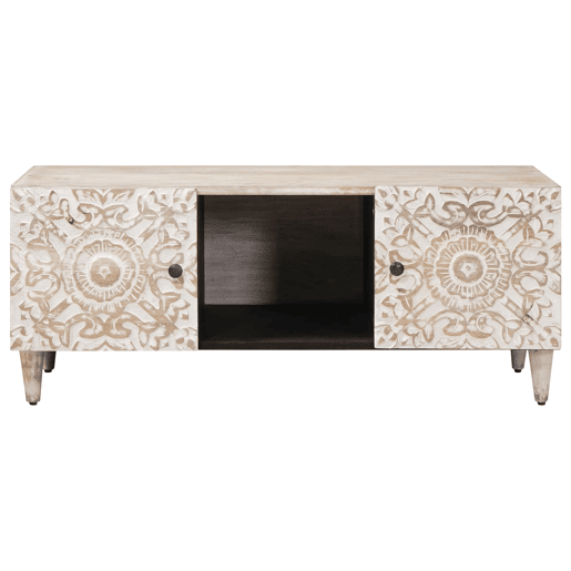 Mesa de Centro, Mesa baixa, Branco 100 x 54 x 40 cm Madeira de manga maciça Mesa de Centro, Mesa baixa, Branco 100 x 54 x 40 cm Madeira de manga maciça