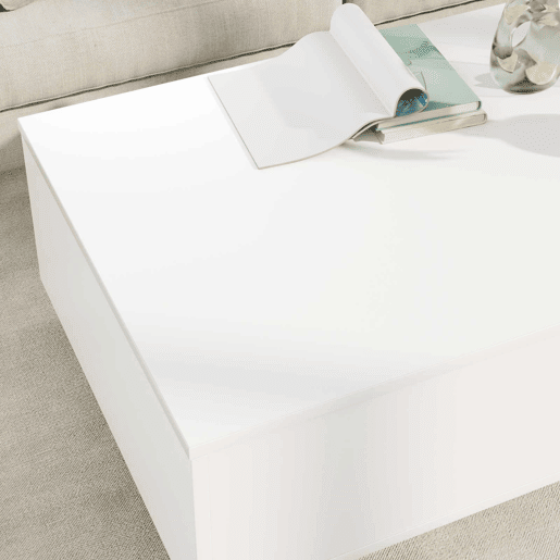 Mesa de Centro, Mesa baixa, Branco 95 x 55 x 31 cm Madeira processada Mesa de Centro, Mesa baixa, Branco 95 x 55 x 31 cm Madeira processada