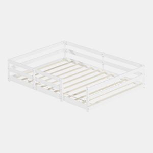 Cama infantil Montessori 140 x 200 cm - com grades nas quatro laterais, não requer base, madeira de pinho, montagem fácil - branca