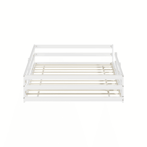 Cama infantil Montessori 140 x 200 cm - com grades nas quatro laterais, não requer base, madeira de pinho, montagem fácil - branca
