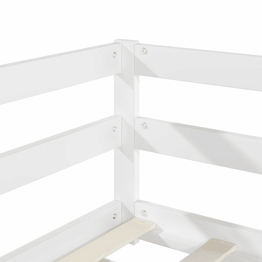 Cama infantil Montessori 140 x 200 cm - com grades nas quatro laterais, não requer base, madeira de pinho, montagem fácil - branca