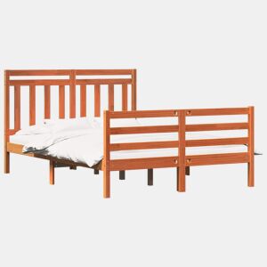 Estrutura de cama de casal simple com cabeceira - Marrom Cera 150 x 200 cm