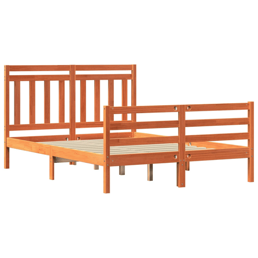 Estrutura de cama de casal simple com cabeceira - Marrom Cera 150 x 200 cm