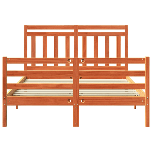 Estrutura de cama de casal simple com cabeceira - Marrom Cera 150 x 200 cm