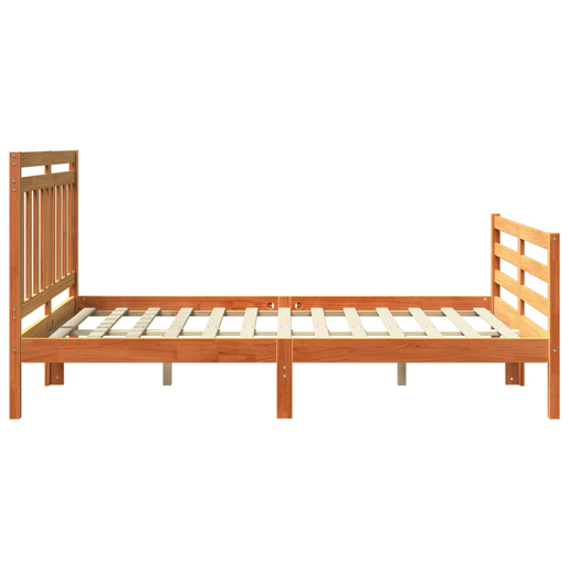 Estrutura de cama de casal simple com cabeceira - Marrom Cera 150 x 200 cm
