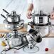 Batería de Cocina Klack de Acero Inoxidable con Tapas Batería de Cocina Klack de Acero Inoxidable con Tapas Gris