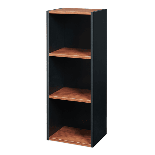 Estante Trond 3 compartimentos abertos 80x30x23 cm PretoEfeito nogueira en.casa