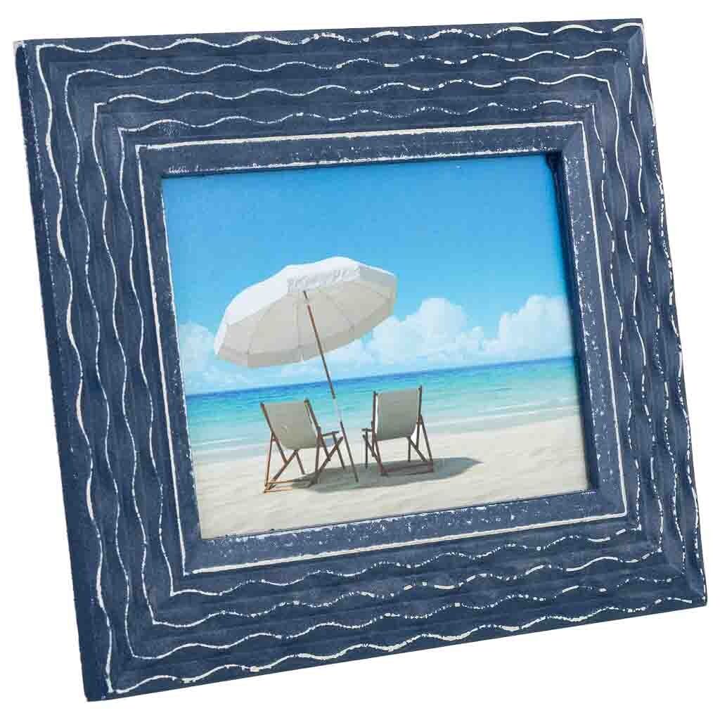 Marco de fotos de madera 19x16 azul 26x2x21 cm