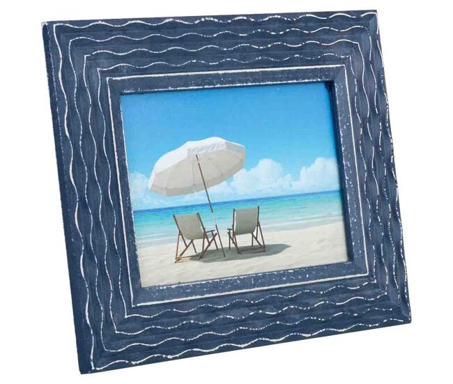 Marco de fotos de madera 19x16 azul 26x2x21 cm