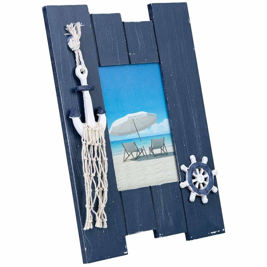Porta fotos de madera azul 20x2x28h cm
