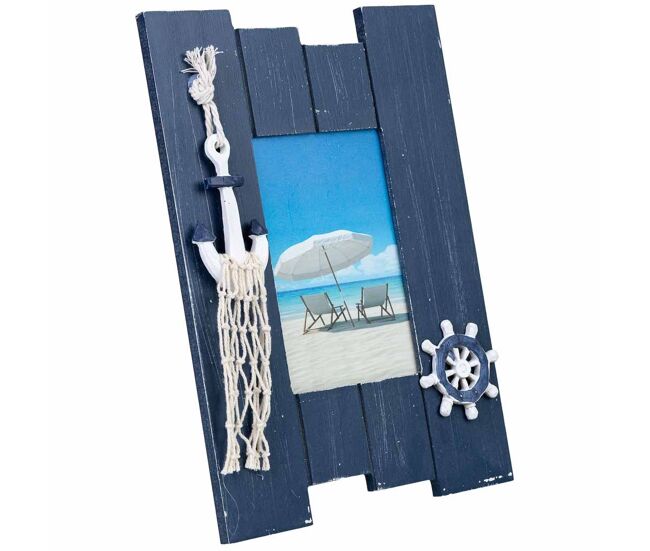 Porta fotos de madera azul 20x2x28h cm