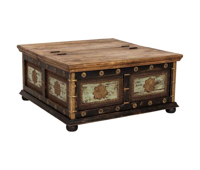 Mesa de centro de madera artesanal 100x100