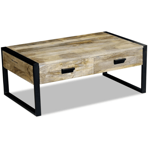 Mesa de Centro, Mesa baixa, 2 gavetas madeira de manga sólida 100x60x40 cm Mesa de Centro, Mesa baixa, 2 gavetas madeira de manga sólida 100x60x40 cm