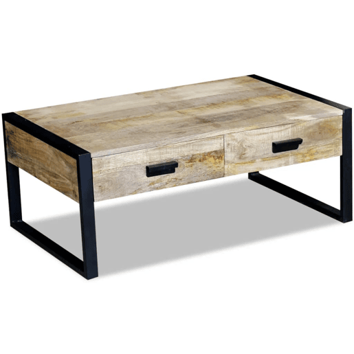 Mesa de Centro, Mesa baixa, 2 gavetas madeira de manga sólida 100x60x40 cm Mesa de Centro, Mesa baixa, 2 gavetas madeira de manga sólida 100x60x40 cm