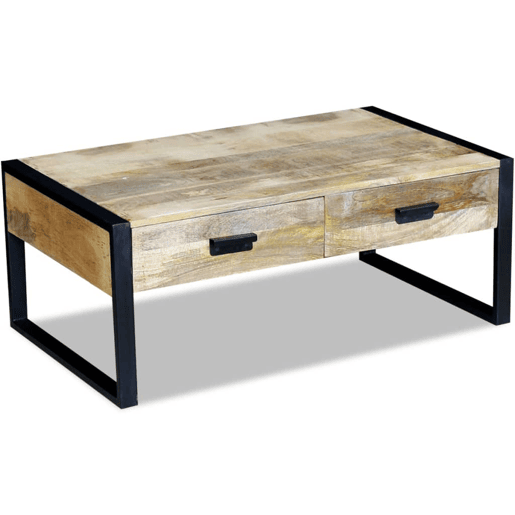 Mesa de Centro, Mesa baixa, 2 gavetas madeira de manga sólida 100x60x40 cm Mesa de Centro, Mesa baixa, 2 gavetas madeira de manga sólida 100x60x40 cm