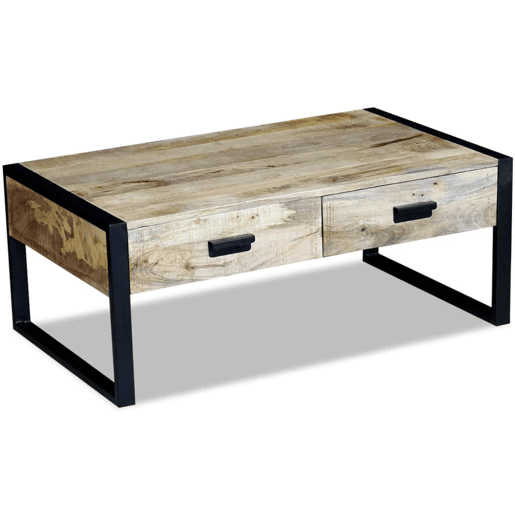 Mesa de Centro, Mesa baixa, 2 gavetas madeira de manga sólida 100x60x40 cm Mesa de Centro, Mesa baixa, 2 gavetas madeira de manga sólida 100x60x40 cm