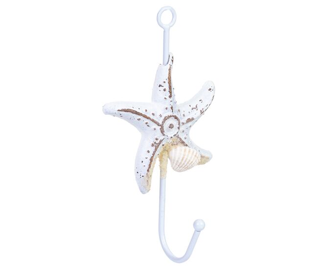 Percha de pared estrella de madera blanco 9x4x16h cm