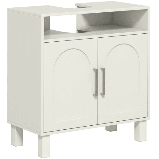 HOMCOM Móvel debaixo de Lavatório com Prateleira Ajustável, 60x30x63 cm, Branco Creme