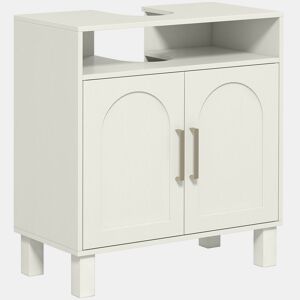 HOMCOM Móvel debaixo de Lavatório com Prateleira Ajustável, 60x30x63 cm, Branco Creme