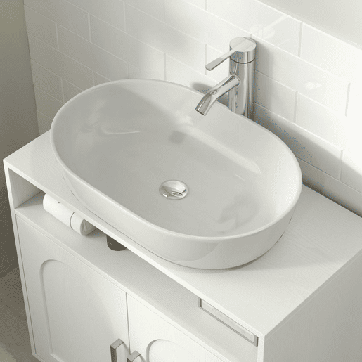 HOMCOM Móvel debaixo de Lavatório com Prateleira Ajustável, 60x30x63 cm, Branco Creme