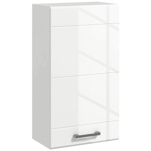 kleankin Armário de Casa de Banho de Parede, Móvel Suspenso com Prateleira Ajustável, para Cozinha, Lavandaria, Quarto, Branco Brilhante