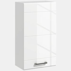 kleankin Armário de Casa de Banho de Parede, Móvel Suspenso com Prateleira Ajustável, para Cozinha, Lavandaria, Quarto, Branco Brilhante