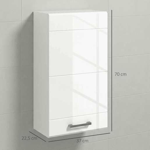 kleankin Armário de Casa de Banho de Parede, Móvel Suspenso com Prateleira Ajustável, para Cozinha, Lavandaria, Quarto, Branco Brilhante