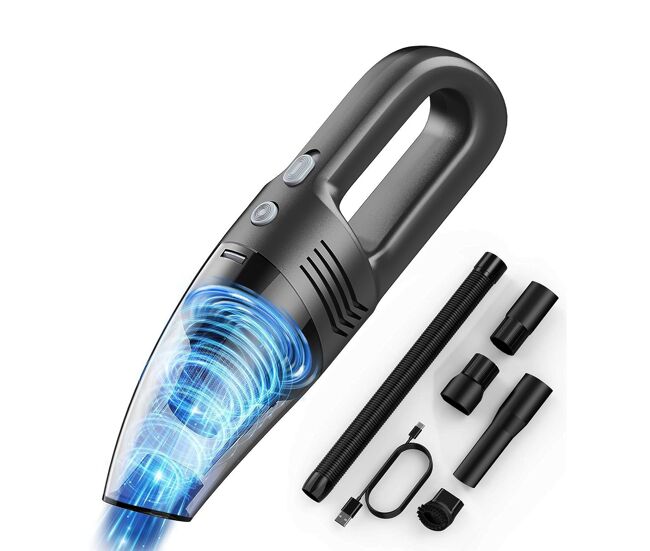 Aspiradora de mano inalámbrica klack 120w con succión 9500pa, filtro hepa lavable, carga usb y 5 accesorios