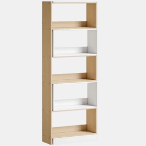HOMCOM Estante Expansível 5 Níveis Estante para Livros Giratória 350° Largura Ajustável Convertível em L Reta ou Compacta para Sala Quarto Escritório 111,5x23,8x163,7 cm Madeira e Branco