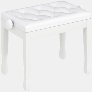 HOMCOM Banco de Piano, Altura Ajustável, Banco de Piano com Assento em Couro Sintético, Patas de Madeira, Suporta até 200 kg, 64x35x55 cm, Branco