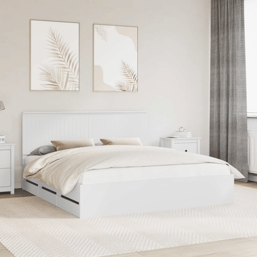 Estrutura De Cama De Casal Moderno - Branco 180 x 200 cm Madeira de Engenharia