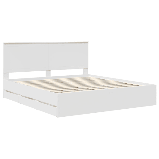 Estrutura De Cama De Casal Moderno - Branco 180 x 200 cm Madeira de Engenharia