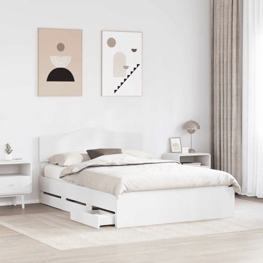 Estrutura De Cama De Casal Moderno - Branco 160 x 200 cm Madeira de Engenharia