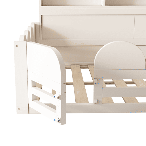 Cama infantil 140x200 - Proteção contra quedas, porta e prateleira, área segura para dormir e brincar para irmãos - Branco Cama infantil 140x200 - Proteção contra quedas, porta e prateleira, área segura para dormir e brincar para irmãos - Branco