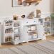 Aparador Rústico de Madera MDF con 4 Puertas y 1 Cajón 138 Aparador Rústico de Madera MDF con 4 Puertas y 1 Cajón 138 Blanco