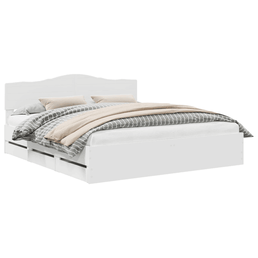 Estrutura De Cama De Casal Moderno - Branco 180 x 200 cm Madeira de Engenharia