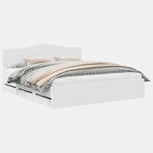Estrutura De Cama De Casal Moderno - Branco 180 x 200 cm Madeira de Engenharia
