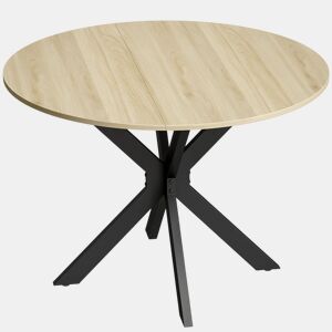 HOMCOM Mesa Dobrável de Refeição Mesa Redonda de Cozinha para 2-6 Pessoas com Aba Rebatível Estrutura de Aço em X Duplo para Sala Espaços Pequenos Ø110x76 cm Madeira e Preto