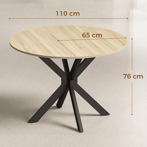 HOMCOM Mesa Dobrável de Refeição Mesa Redonda de Cozinha para 2-6 Pessoas com Aba Rebatível Estrutura de Aço em X Duplo para Sala Espaços Pequenos Ø110x76 cm Madeira e Preto HOMCOM Mesa Dobrável de Refeição Mesa Redonda de Cozinha para 2-6 Pessoas com Aba Rebatível Estrutura de Aço em X Duplo para Sala Espaços Pequenos Ø110x76 cm Madeira e Preto