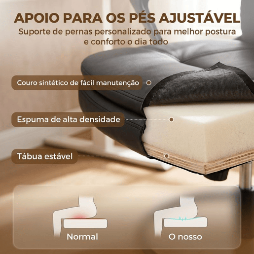 HOMCOM Cadeira Alta de Escritório, Cadeira de Desenho Ergonómica com Descanso para os Pés Ajustável, Altura Regulável, Rodas Giratórias, Estofada em PVC para Escritório, Estúdio, Preto HOMCOM Cadeira Alta de Escritório, Cadeira de Desenho Ergonómica com Descanso para os Pés Ajustável, Altura Regulável, Rodas Giratórias, Estofada em PVC para Escritório, Estúdio, Preto