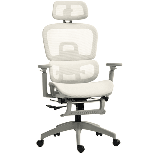 HOMCOM Cadeira de Escritório Ergonómica de Rede, Cadeira de Secretária com Apoios de Braços 3D, Reclinável até 135°, Encosto de Cabeça Ajustável, Encosto Alto, Suporte Lombar, Apoio para os Pés, Altura Ajustável, Bege HOMCOM Cadeira de Escritório Ergonómica de Rede, Cadeira de Secretária com Apoios de Braços 3D, Reclinável até 135°, Encosto de Cabeça Ajustável, Encosto Alto, Suporte Lombar, Apoio para os Pés, Altura Ajustável, Bege