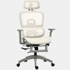 HOMCOM Cadeira de Escritório Ergonómica de Rede, Cadeira de Secretária com Apoios de Braços 3D, Reclinável até 135°, Encosto de Cabeça Ajustável, Encosto Alto, Suporte Lombar, Apoio para os Pés, Altura Ajustável, Bege